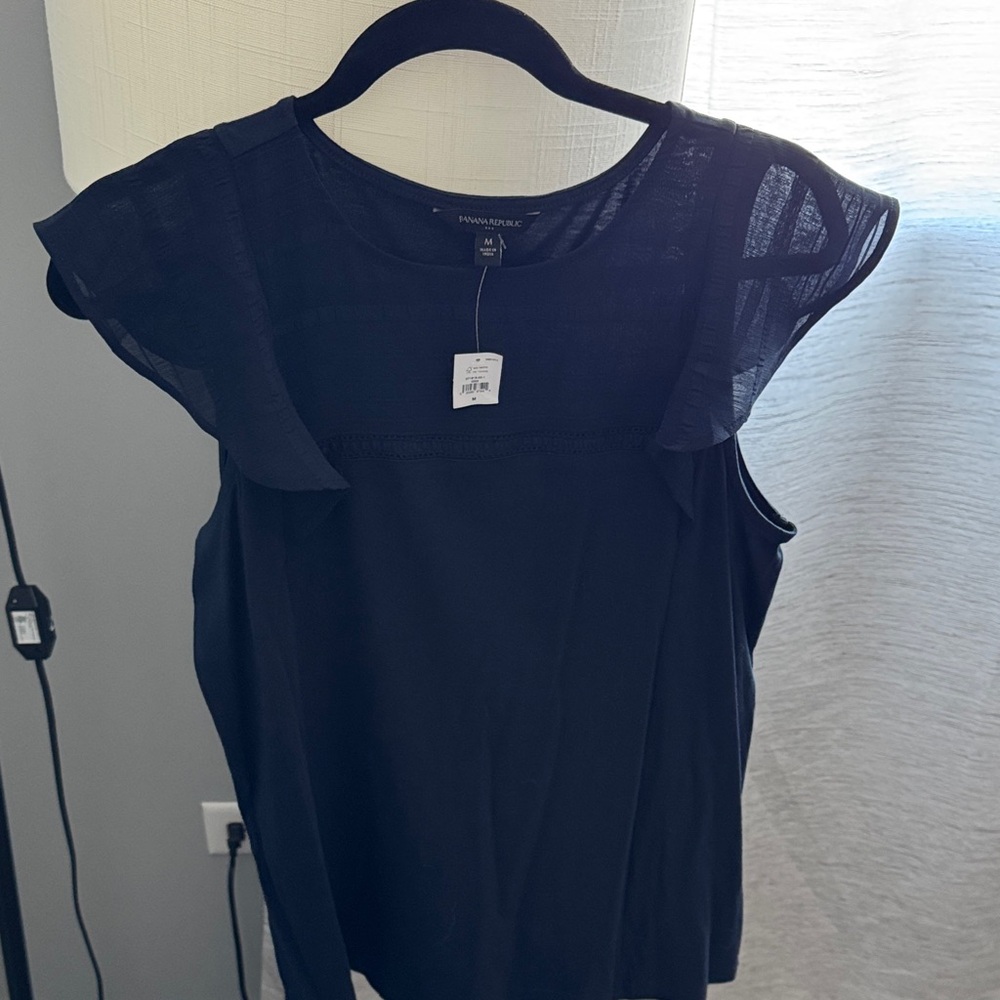 Banana Republic Blue Flutter Sleeve Women's Top